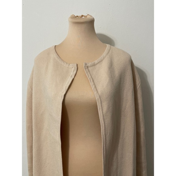 Womens Beige Knit Open Front Long Sleeve Cardigan Sweater Casual Minimalist M - Picture 2 of 7